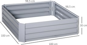 Conjunto de 2 floreiras de jardim, 100 x 100 x 30 cm - chapa de aço ondulada cinzenta