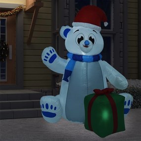 vidaXL Urso polar insuflável de Natal LED interior/exterior 2,4 m