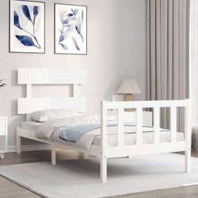 Cama sem colchão 100x200 cm madeira de pinho maciça branco