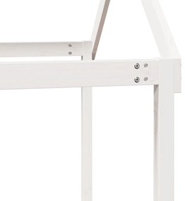 Cama alta c/ escada e telhado 80x200 cm pinho maciço branco