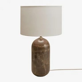 Candeeiro De Mesa Em Pedra Natural Yalvira Glendas Brancas De Ø30 Cm - ↑20 Cm & Mármore Castanho Emperador - Sklum