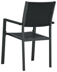 3 pcs conjunto de jantar para jardim preto
