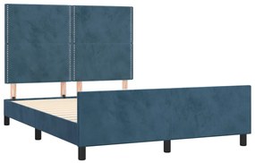 Estrutura de cama sem colchão 140x200 cm veludo azul-escuro