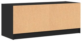 Móvel de TV c/ portas de vidro 102x37x42 cm preto