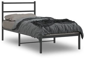 vidaXL Estrutura de cama com cabeceira 90x200 cm metal preto
