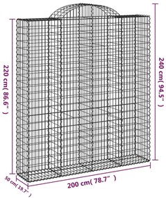 Cestos gabião arqueados 18 pcs 200x50x220/240 ferro galvanizado