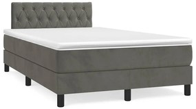 Cama box spring colchão LED 120x190cm couro artif. cinza-escuro
