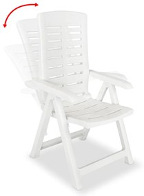 Cadeiras de jardim reclináveis 4 pcs plástico branco