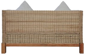 2 pcs conjunto de sofás com almofadões vime natural