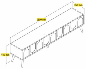 Móvel de TV "Lyon" – 180x44x35 cm – Branco e Nogueira - Design Moderno