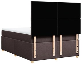 Cama com molas/colchão 160x200 cm tecido castanho-escuro