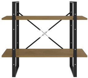 Estante com 2 prateleiras 80x30x70 cm pinho maciço castanho