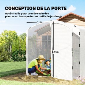 Estufa tipo túnel de jardim com 6 m², estufa tipo túnel de jardim com 300 x 200 x 195 cm, lona de PE de 220 g/m², bordas prolongadas 50 cm e porta bra