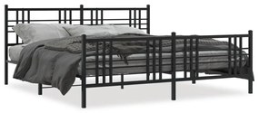 Estrutura de cama com cabeceira e pés 200x200 cm metal preto