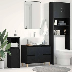 Gabinete de Pia vidaXL Preto Carvalho 80x33x60 cm Madeira de Engenharia