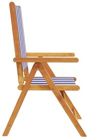 Cadeiras jardim reclin. 6 pcs tecido/madeira maciça azul branco