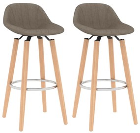 vidaXL Bancos de bar 2 pcs tecido cinzento-acastanhado