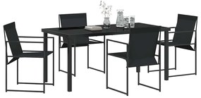 Conjunto de Jantar para Jardim de 5 Peças - Preto, Textilene e Aço