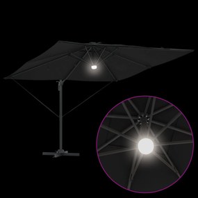 Guarda-Sol Cantilever Roma com LEDs Preto 286x285x270 cm Alumínio