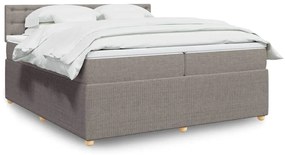 vidaXL Cama com molas/colchão 200x200 cm tecido castanho-acinzentado