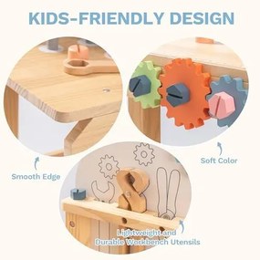 Bancada de ferramentas com ferramentas de Madeira de brincar para crianças 79 × 60 × 30 cm Multicolorido.