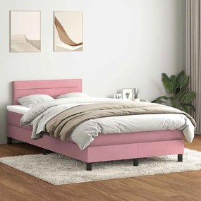vidaXL Cama com molas/colchão 120x220 cm veludo rosa