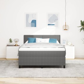 Cama Box Spring com Colchão Cinza Claro 140x200 cm Tecido de Veludo Co