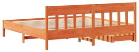 Cama sem colchão 200x200 cm pinho maciço castanho-mel