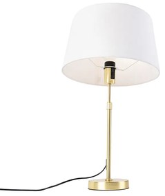 Abajur ouro / latão com sombra de linho branco 35 cm - Parte Moderno