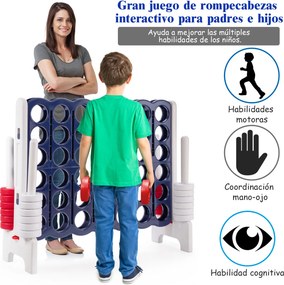 Jogo 4 em Linha Gigante para Crianças e Adultos, 120 x 42 x 104 cm, Leve e Portátil, Azul