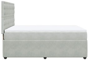 Cama com molas/colchão 140x200 cm veludo cinzento-claro