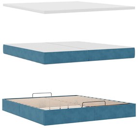 Estrutura de cama otomana com colchão 200x200 cm azul escuro