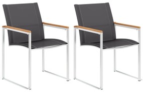 vidaXL Cadeiras de jardim 2 pcs textilene e aço inoxidável cinzento