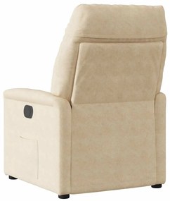 Poltrona de massagens reclinável elétrica microfibra cor creme