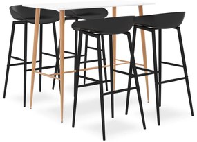 vidaXL 5 pcs conjunto de bar branco e preto