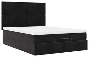 Estrutura de cama otomana com colchões 140x190 cm veludo preto