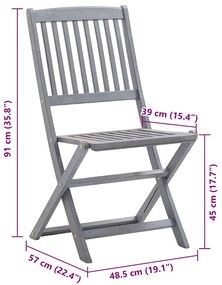 Cadeiras de exterior dobráveis 8pcs c/ almofadões acácia maciça