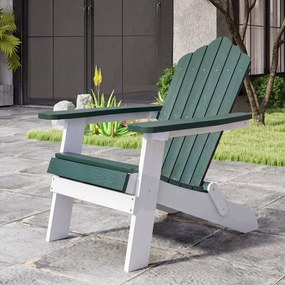 Cadeira Adirondack Dobrável, 88 x 77 x 95 cm, Apoios de Braços Largos, Verde Escuro