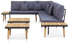 7 lugares conjunto lounge jardim + almofadões acácia castanho