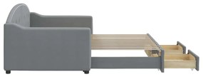 Sofá-cama c/ gavetão e gavetas 90x200 cm tecido cinzento-claro