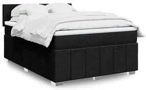vidaXL Cama com molas/colchão 140x200 cm tecido preto