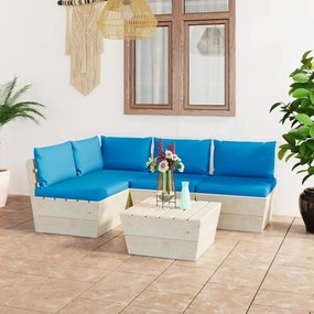 vidaXL 5 pcs conjunto lounge de paletes + almofadões madeira de abeto