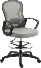 Cadeira de escritório ergonómica, cadeira de escritório com apoio para os pés e braços, em malha, 59 x 65 x 123 cm, cinzento