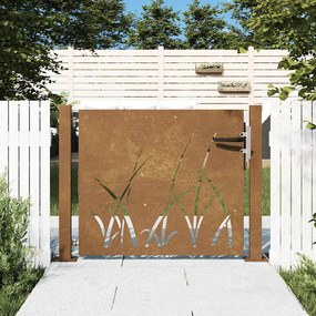 Portão de jardim 105x80 cm aço corten design erva