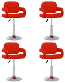 vidaXL Cadeiras jantar giratórias 4pcs couro art. vermelho