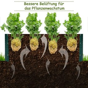 Floreira de cultivo em aço retangular, canteiro elevado, estufa para vegetais, flores, ervas, 100 x 30,5 x 80 cm verde