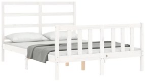 Estrutura de cama com cabeceira 120x200cm madeira maciça branco