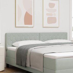 Cabeceira LED vidaXL com Botão de Cristal Tufted Cinza Claro 90 cm Veludo