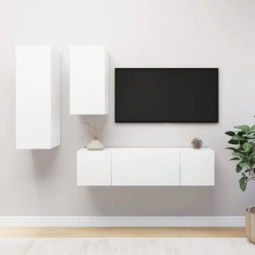 4 pcs conjunto de móveis de TV derivados de madeira branco