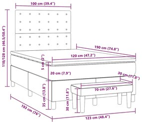 Cama boxspring c/ colchão 120x190cm tecido castanho-acinzentado